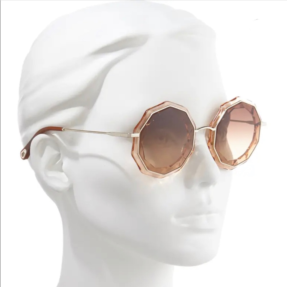 Chloe 52mm Caite geometric sunglasses brown NWT